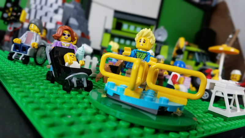 Green base plate not included. Sad child face included. Also, that baby.